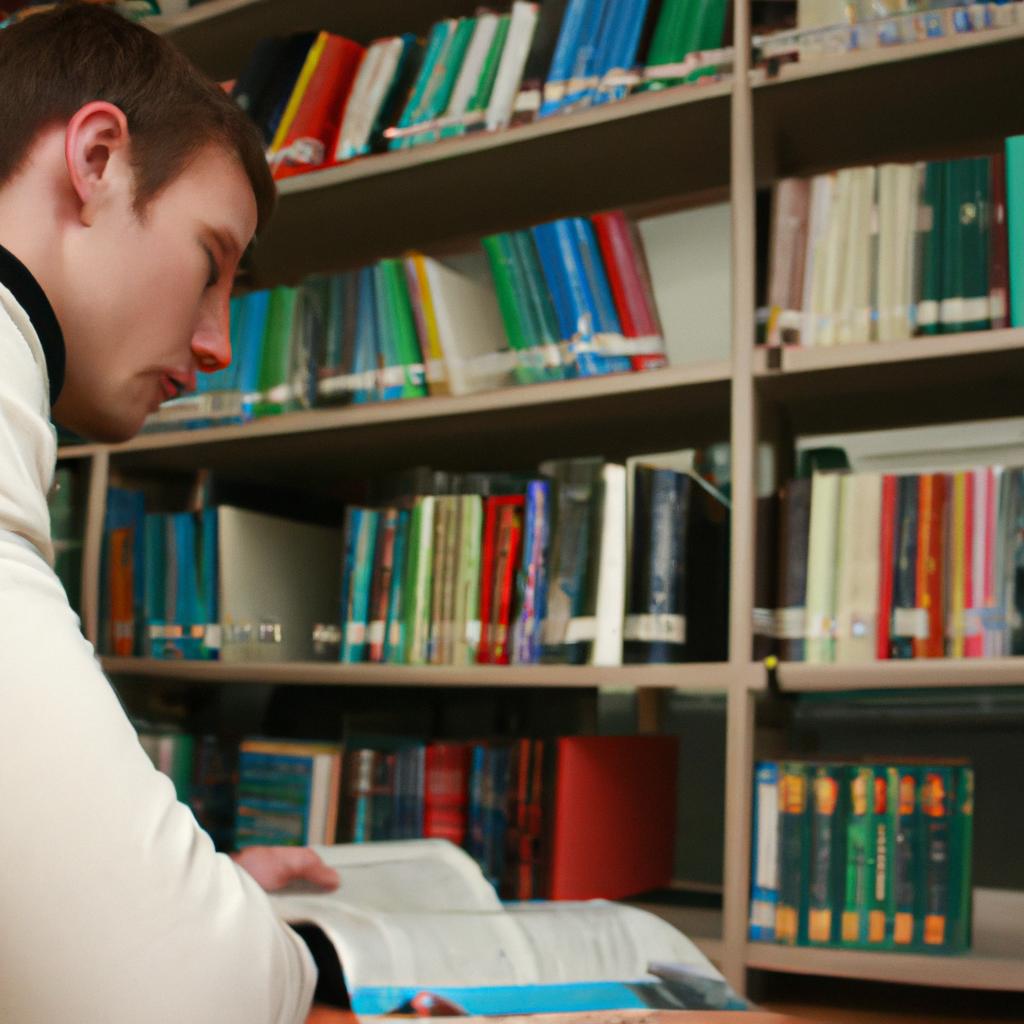 Person studying in chemistry library