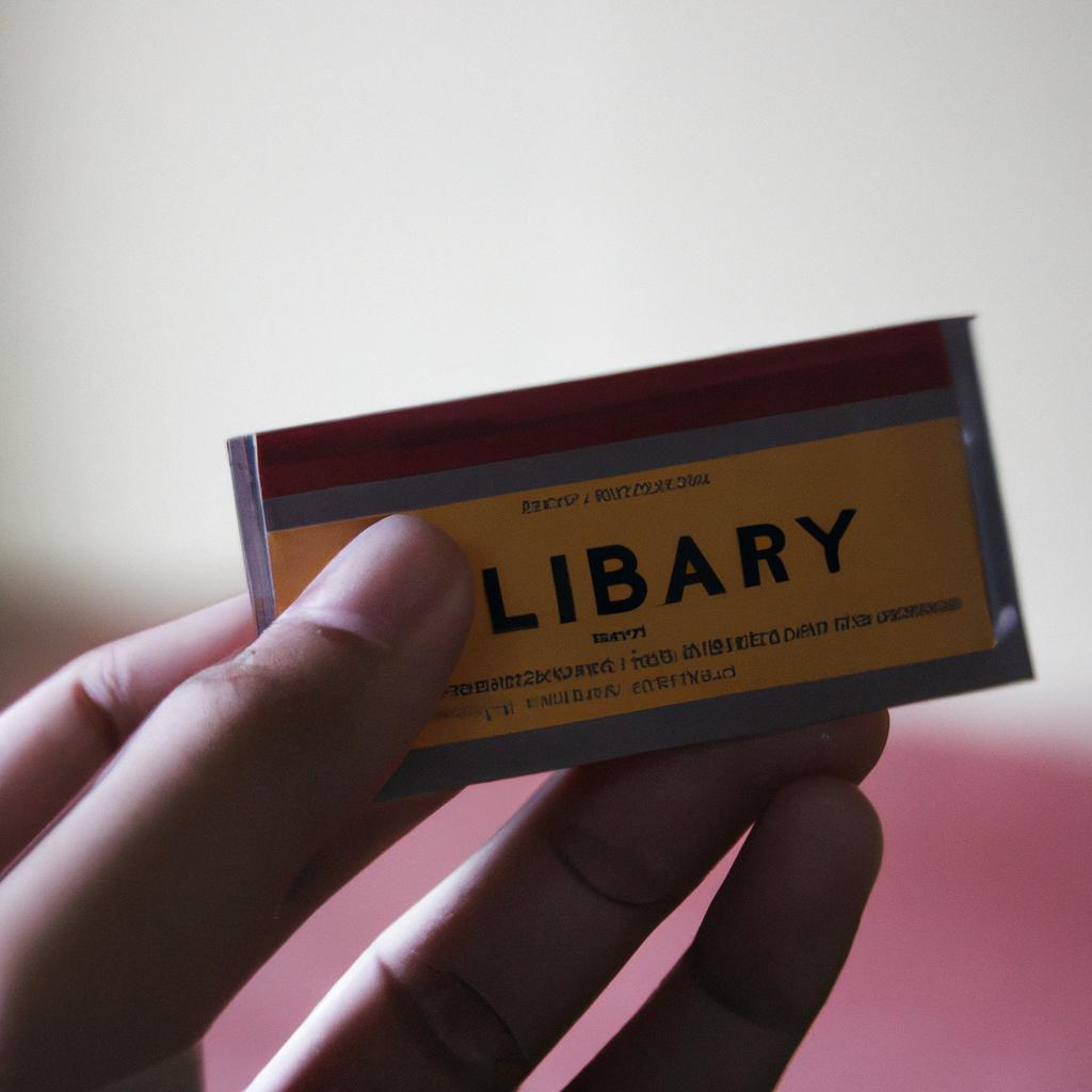 Person holding library card, reading
